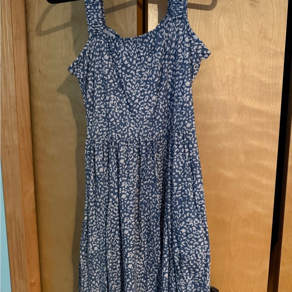 Chic Blue Patterned Mini Dress - Picture 3 of 3